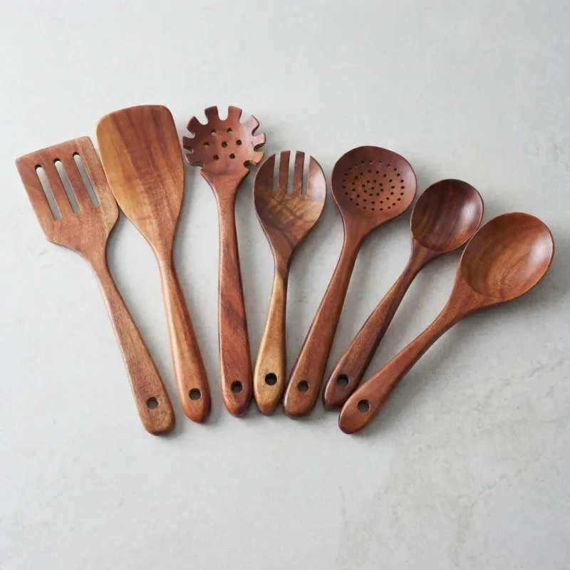 7-Pcs Teak Wood Utensil Set